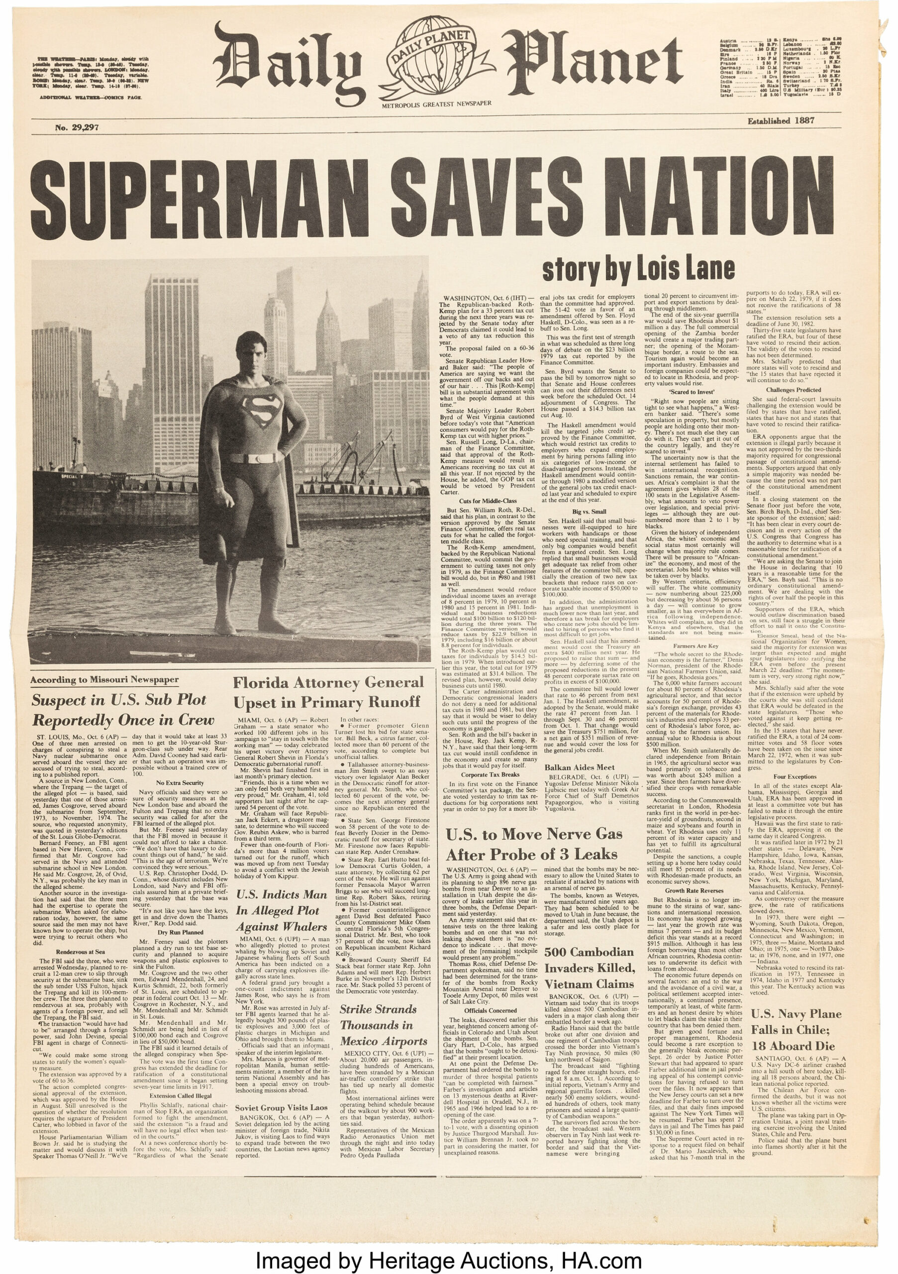 Read more about the article Superman II – Daily Planet Newspaper Superman saves Nation