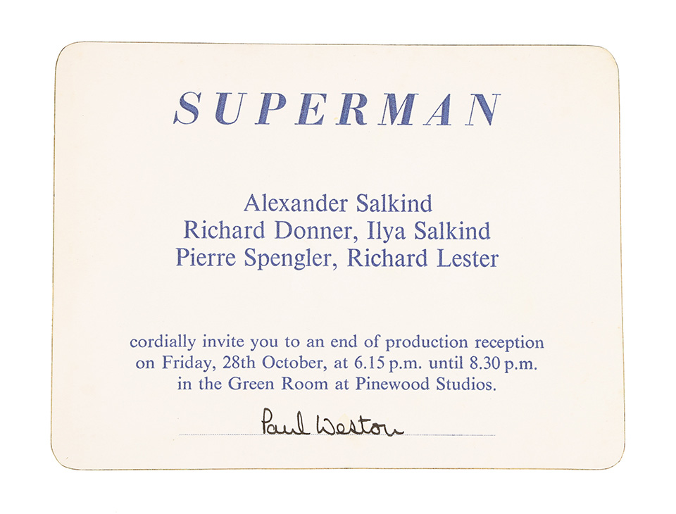 Read more about the article Superman – Invite for End of Production